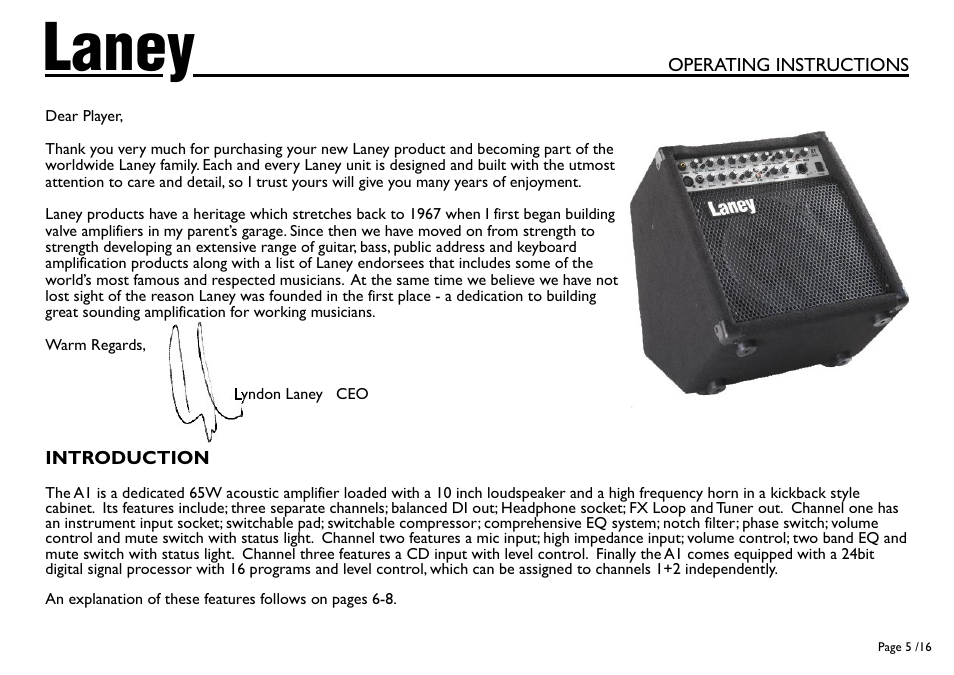 Laney | Laney A1 User Manual | Page 5 / 16