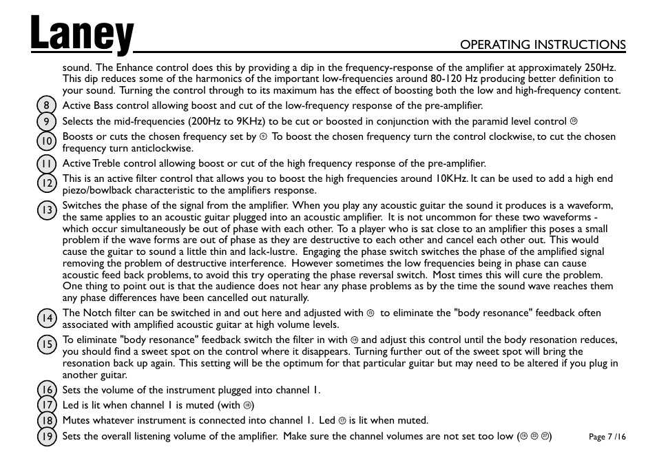 Laney, Operating instructions | Laney A1 User Manual | Page 7 / 16