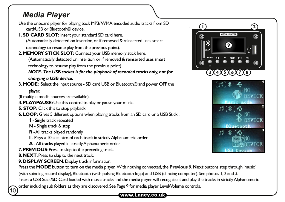 Media player | Laney AH210 User Manual | Page 10 / 16