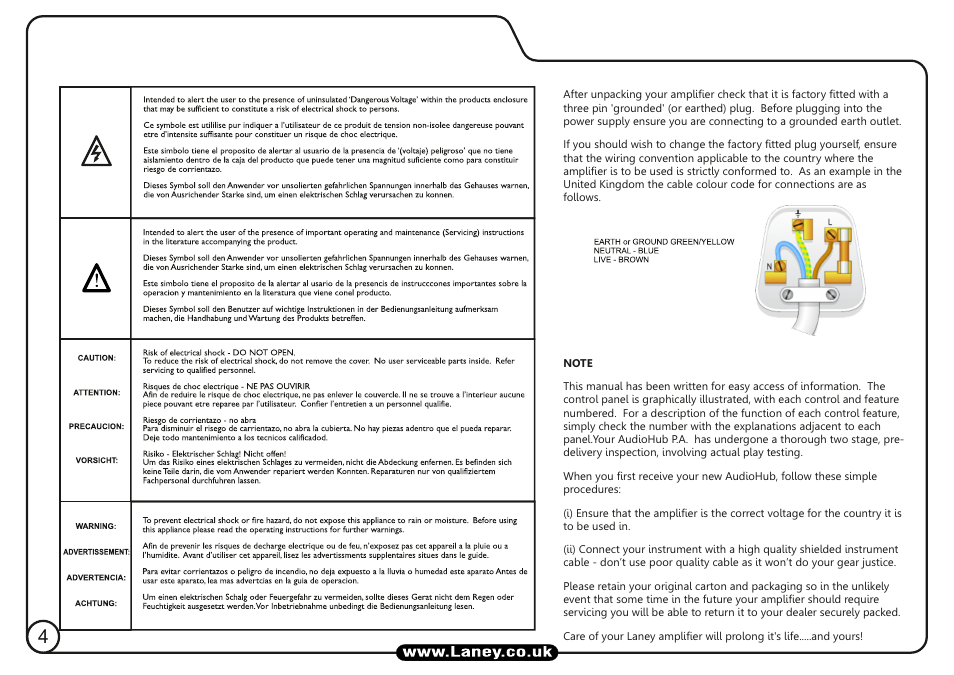 Laney AH210 User Manual | Page 4 / 16