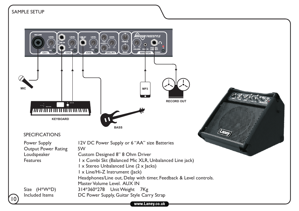 Sample setup | Laney AH-FREESTYLE User Manual | Page 10 / 12