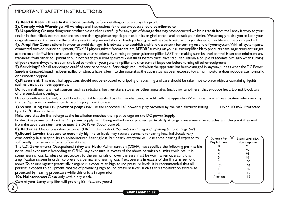 Laney AH-FREESTYLE User Manual | Page 2 / 12