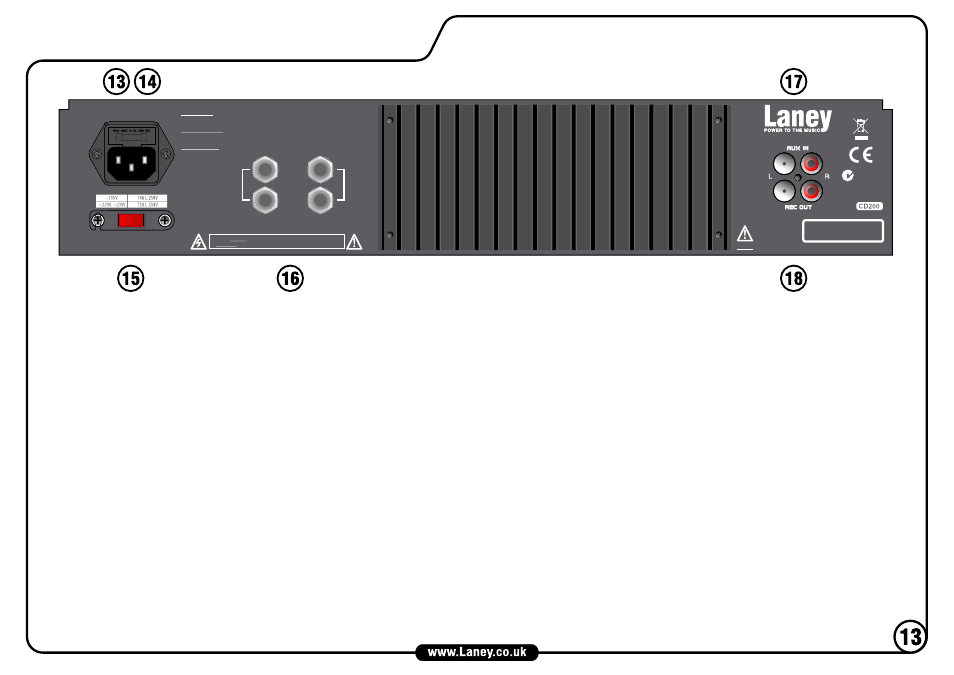 Cd200 rear panel | Laney CD100 User Manual | Page 13 / 20