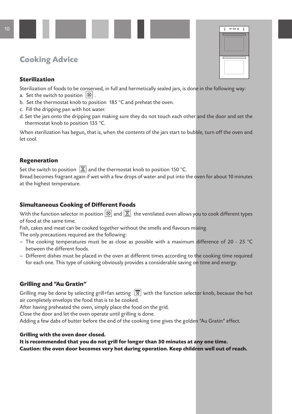 Cooking advice | CDA 11Z6 User Manual | Page 10 / 52