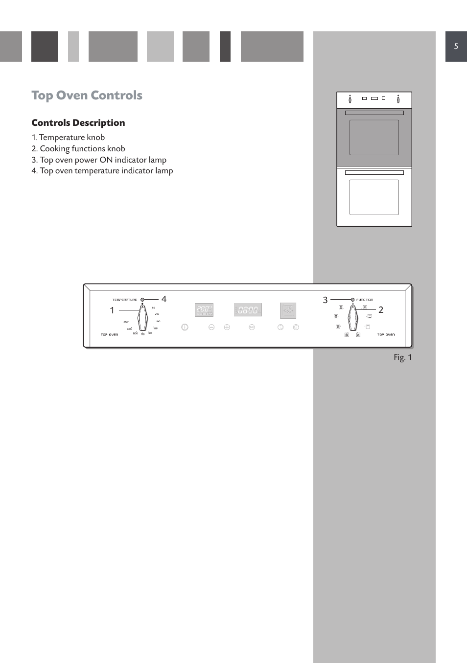 Top oven controls | CDA 11Z6 User Manual | Page 5 / 52