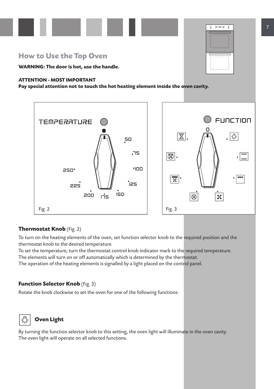 How to use the top oven | CDA 11Z6 User Manual | Page 7 / 52