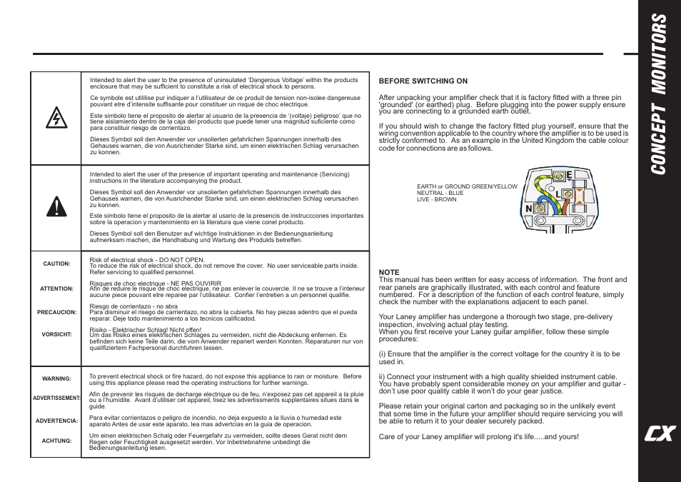 Laney, Concept monitors | Laney CXM-110 User Manual | Page 3 / 12