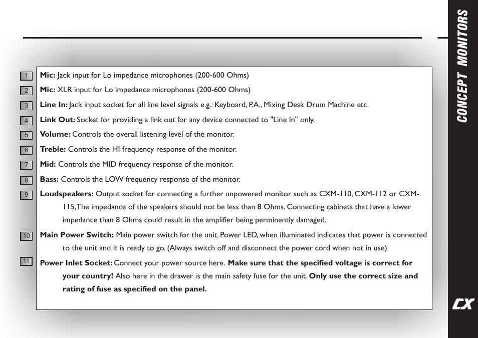 Laney, Concept monitors | Laney CXM-110 User Manual | Page 7 / 12