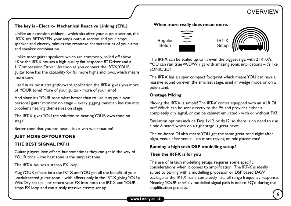 Overview | Laney IRT-X User Manual | Page 7 / 20