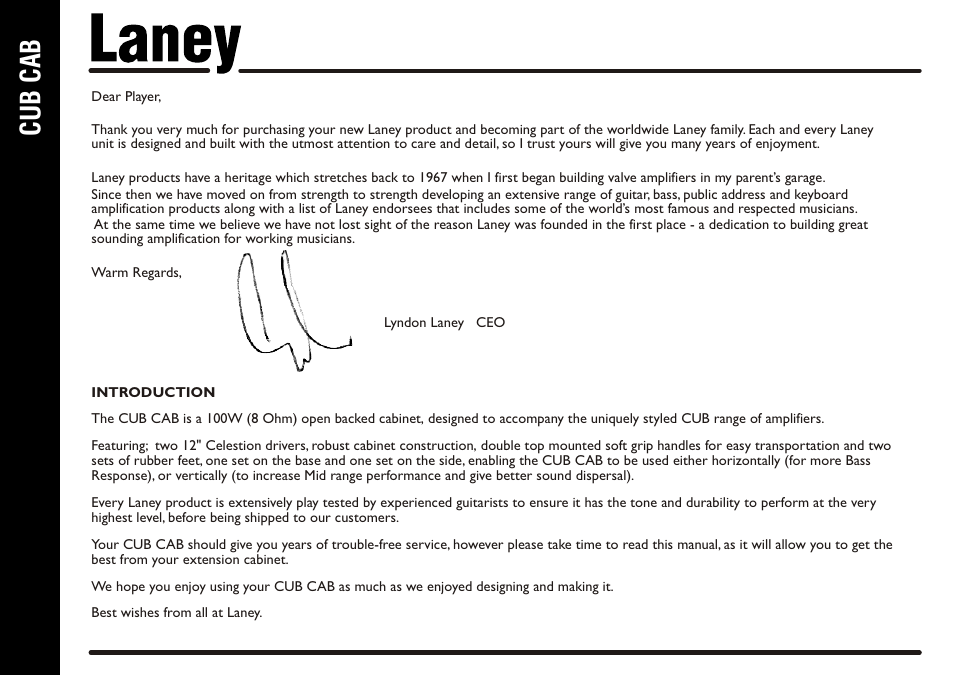 Cub cab | Laney CUB-CAB User Manual | Page 2 / 4