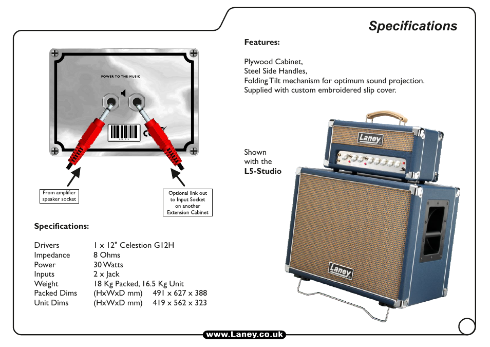 Laney, Specifications | Laney LT112 User Manual | Page 7 / 8