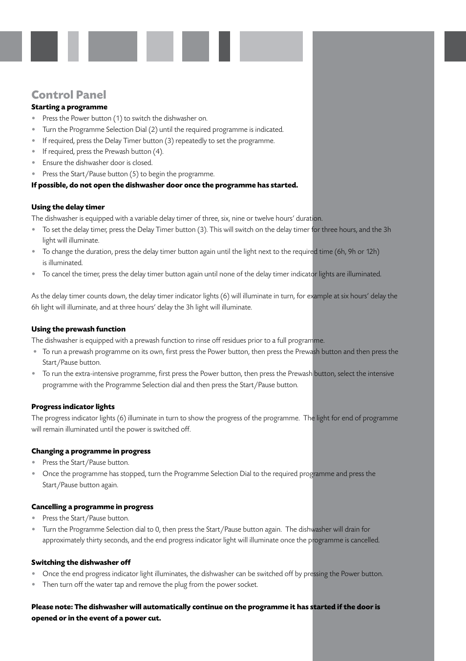 Control panel | CDA WF140 User Manual | Page 4 / 16