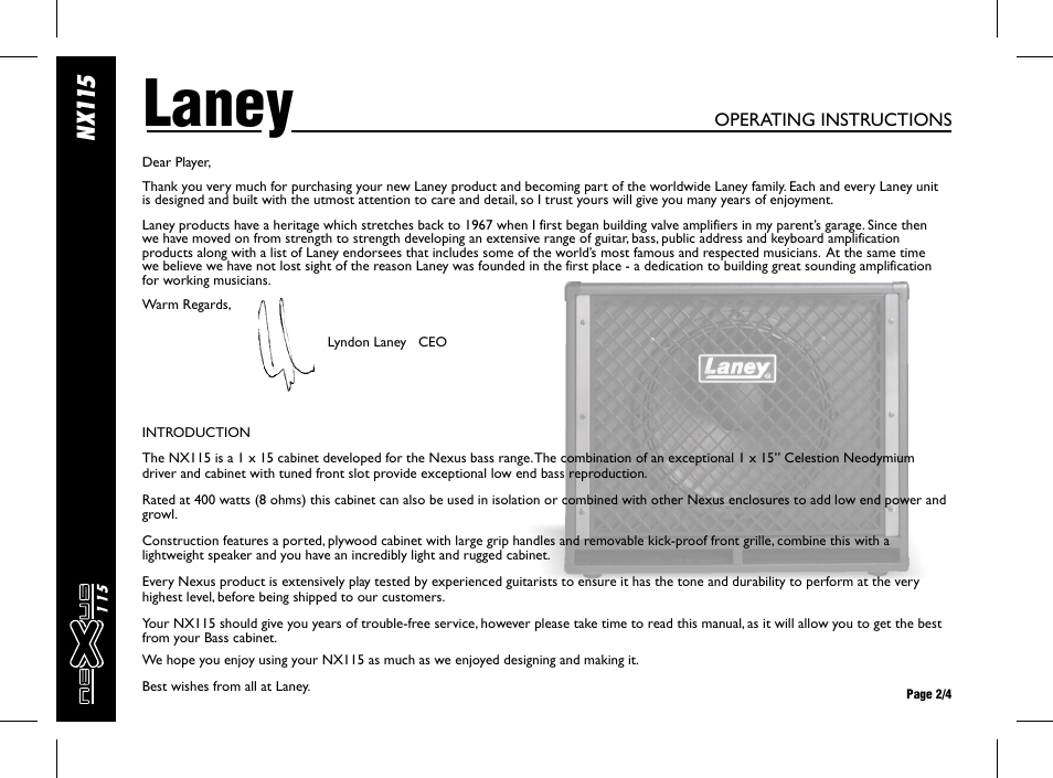 Laney, Nx 11 5 | Laney NX115 User Manual | Page 2 / 4