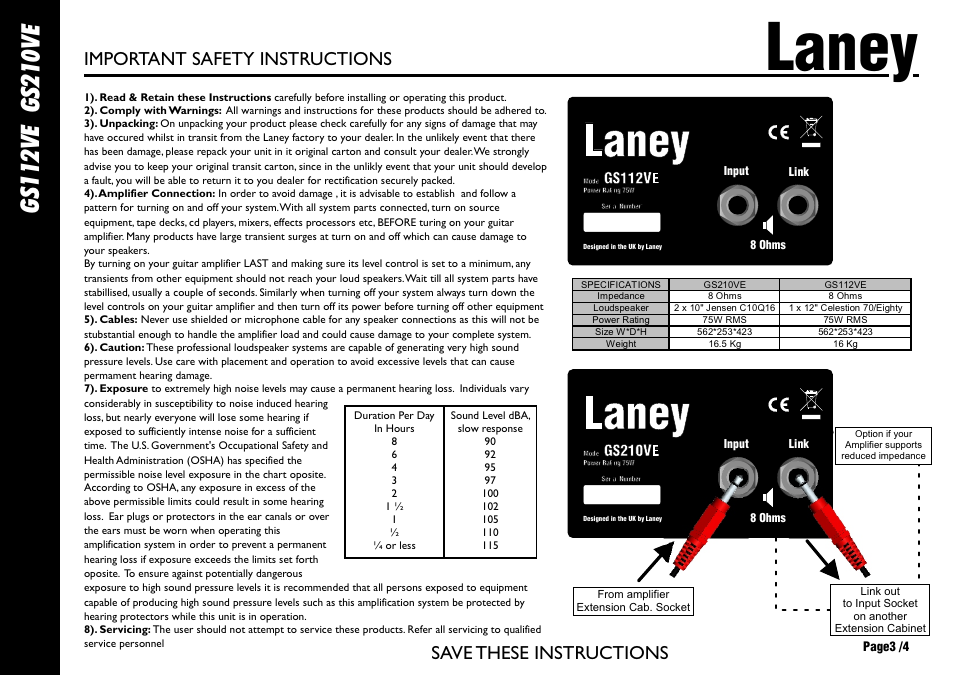 Laney | Laney GS112VE User Manual | Page 3 / 4