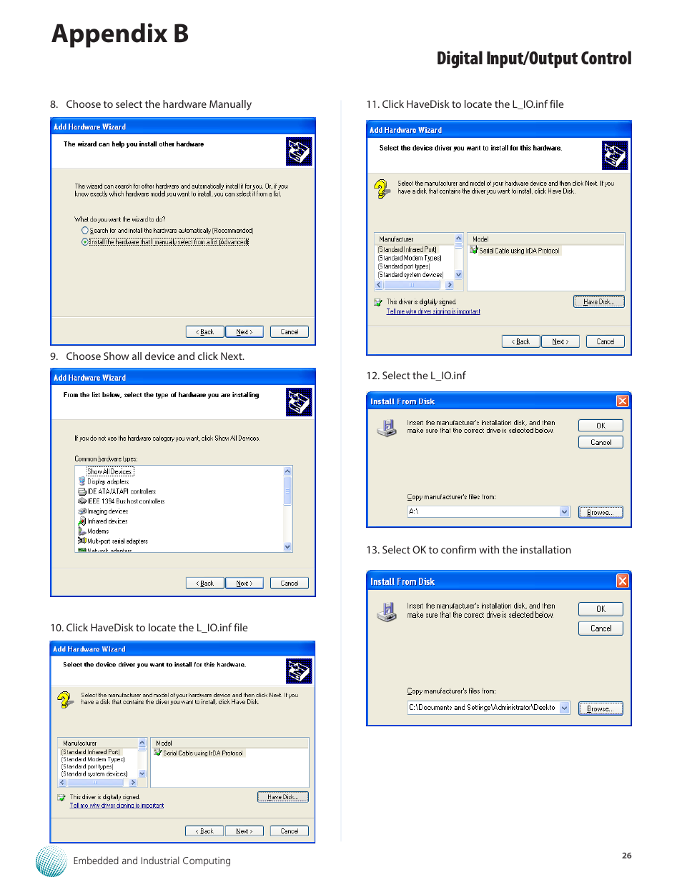 Appendix b, Digital input/output control | Lanner LVC-2000 User Manual | Page 26 / 39