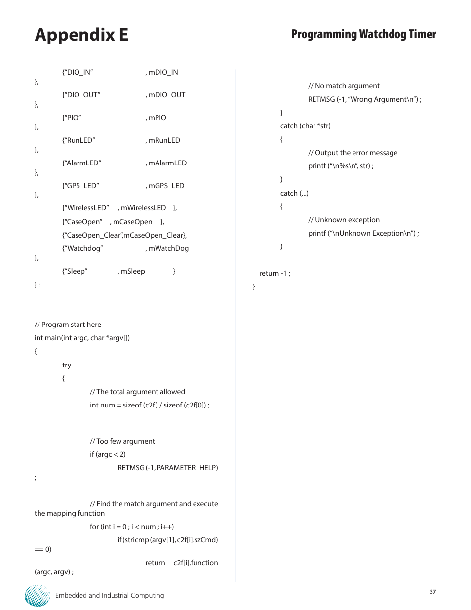 Appendix e, Programming watchdog timer | Lanner LVC-2000 User Manual | Page 37 / 39