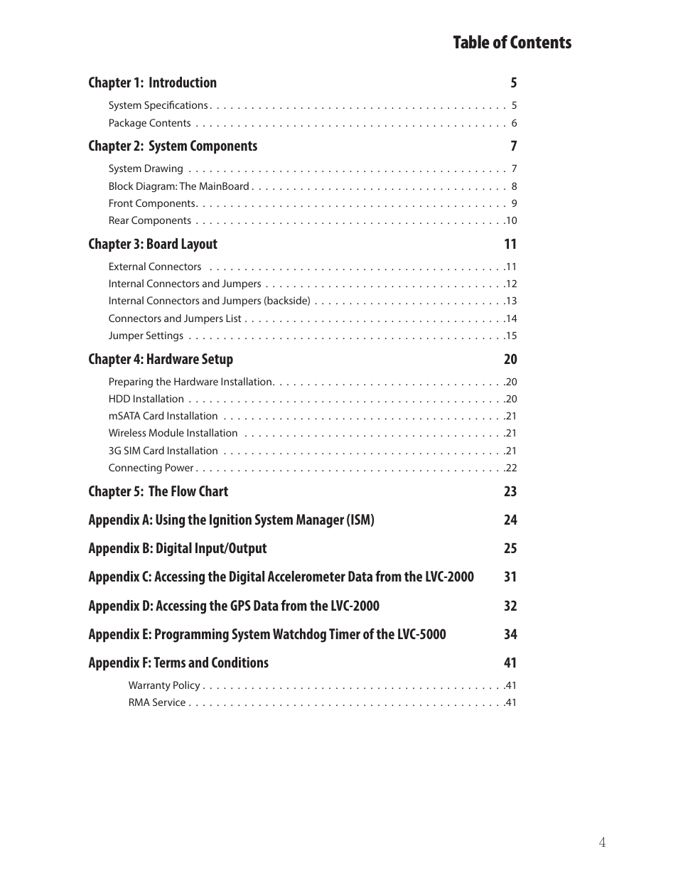 Ttat table of contents beable of contents | Lanner LVC-2000 User Manual | Page 4 / 39