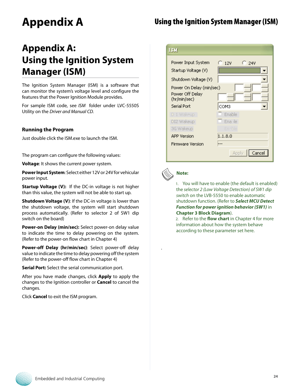 Appendix a, Using the ignition system manager (ism) | Lanner LVC-5550S User Manual | Page 24 / 41