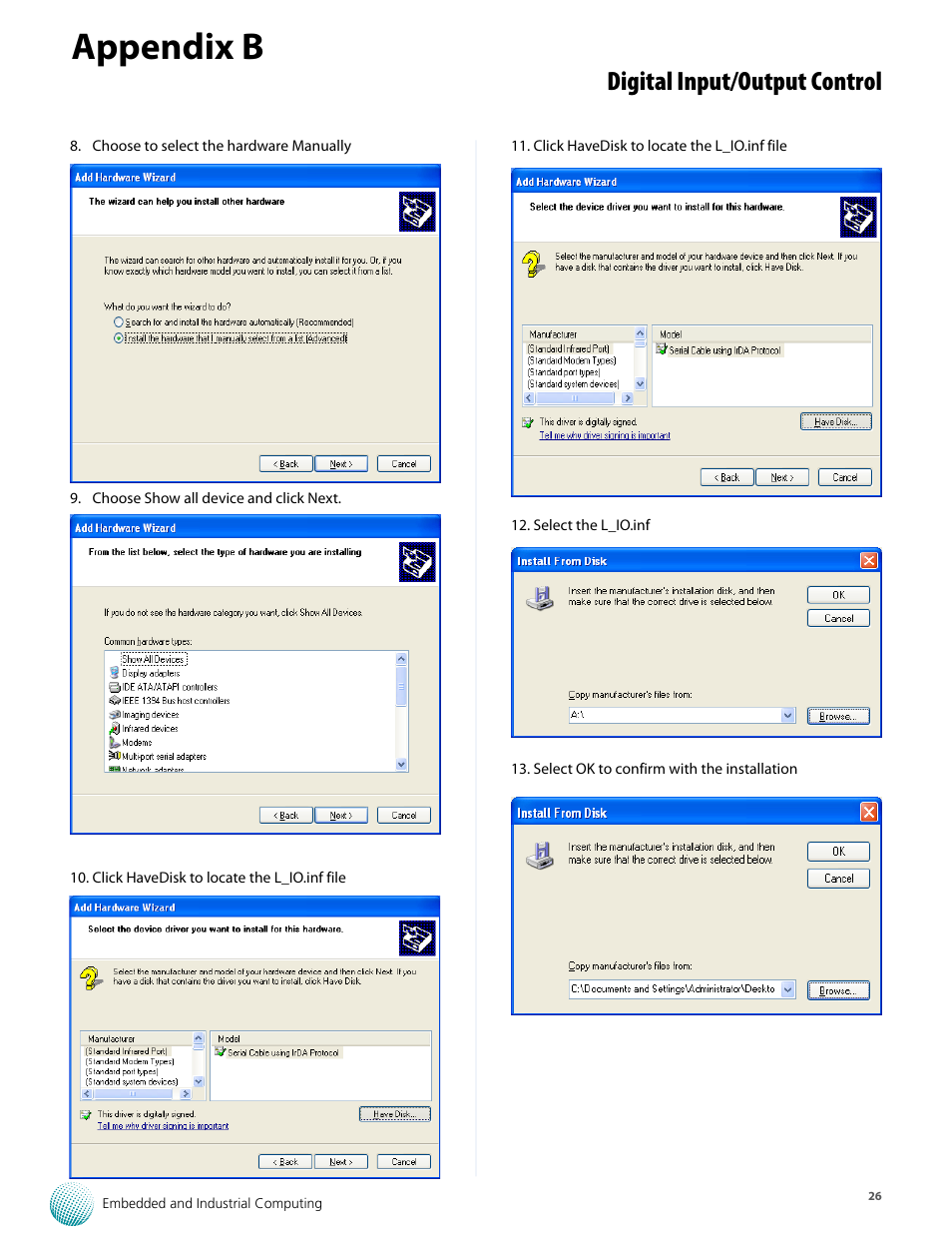 Appendix b, Digital input/output control | Lanner LVC-5550S User Manual | Page 26 / 41