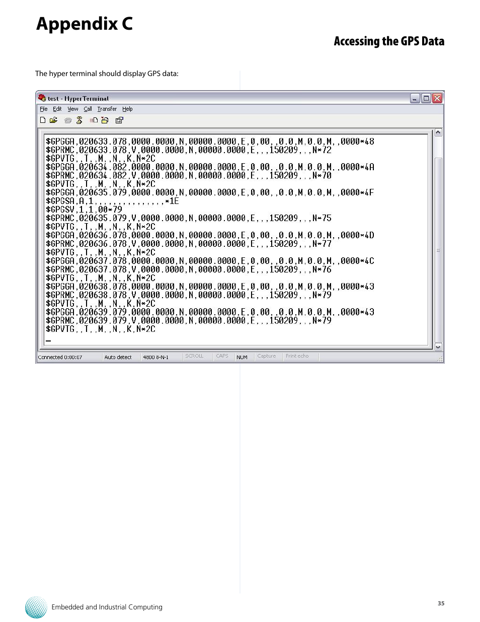 Appendix c, Accessing the gps data | Lanner LVC-5550S User Manual | Page 35 / 41