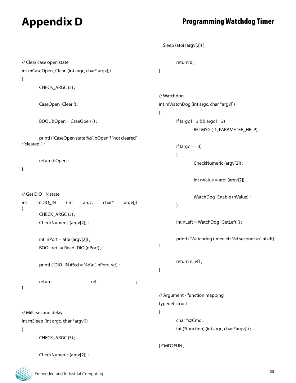 Appendix d, Programming watchdog timer | Lanner LVC-5550S User Manual | Page 38 / 41