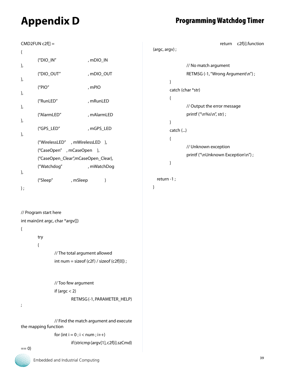 Appendix d, Programming watchdog timer | Lanner LVC-5550S User Manual | Page 39 / 41