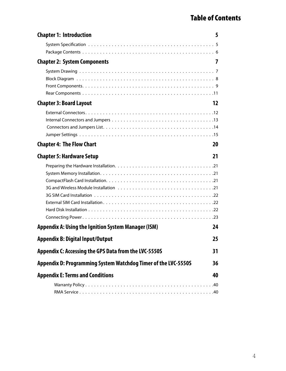 Ttat table of contents beable of contents | Lanner LVC-5550S User Manual | Page 4 / 41