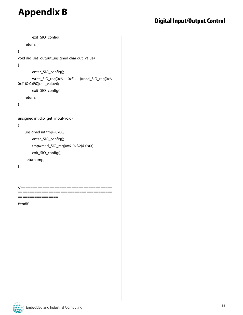 Appendix b, Digital input/output control | Lanner LVC-5570 User Manual | Page 38 / 48