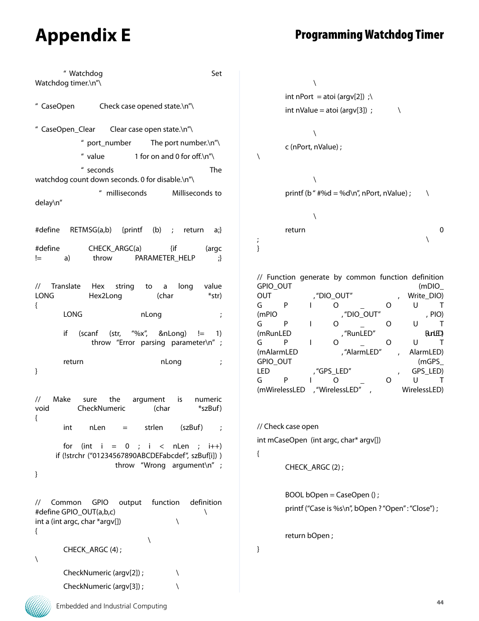 Appendix e, Programming watchdog timer | Lanner LVC-5570 User Manual | Page 44 / 48