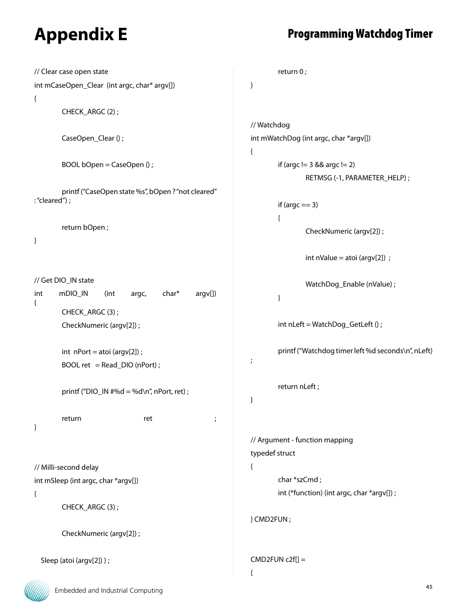 Appendix e, Programming watchdog timer | Lanner LVC-5570 User Manual | Page 45 / 48