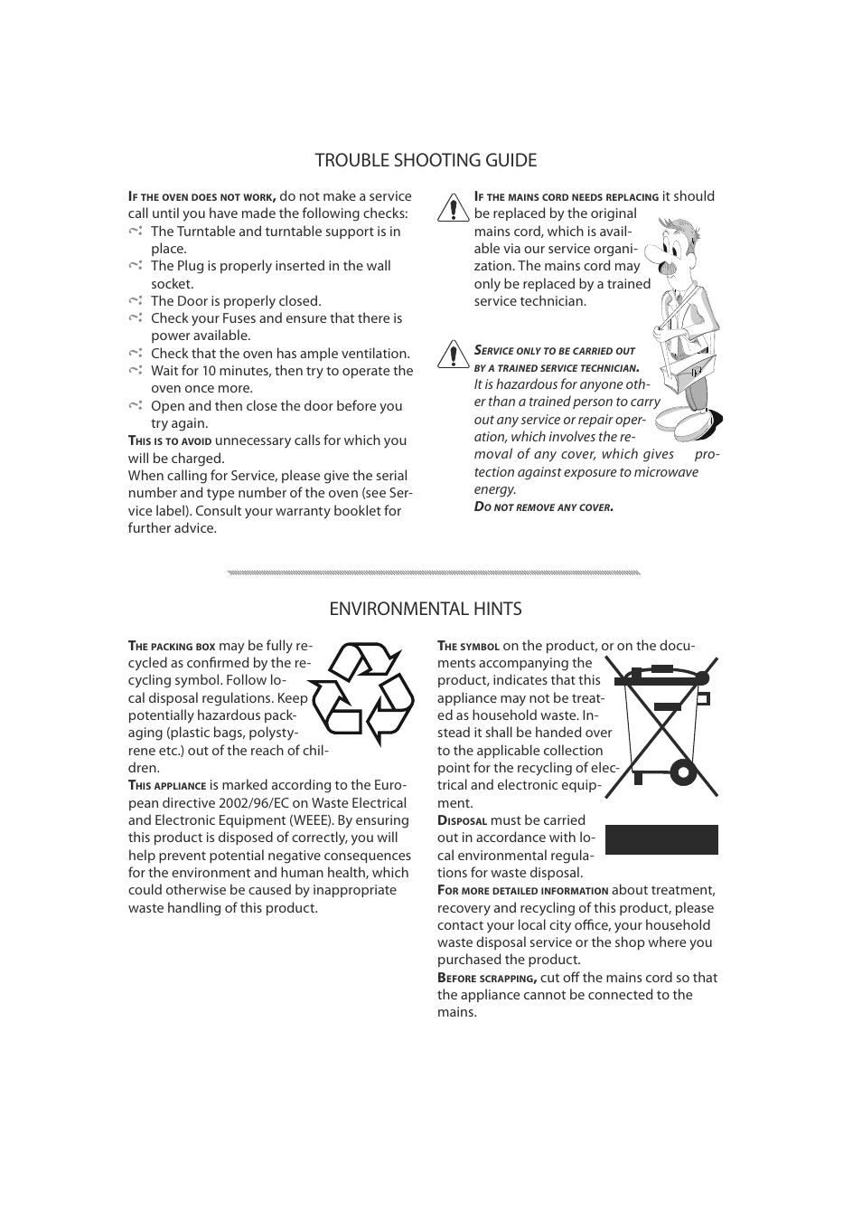 Trouble shooting guide, Environmental hints | CDA MC50 User Manual | Page 11 / 16