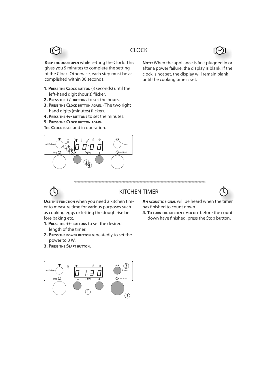 Kitchen timer, Clock | CDA MC50 User Manual | Page 6 / 16