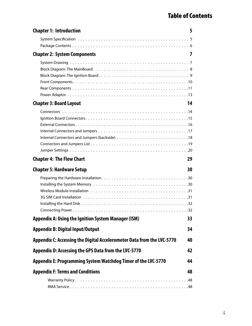 Ttat table of contents beable of contents | Lanner LVC-5770 User Manual | Page 4 / 49