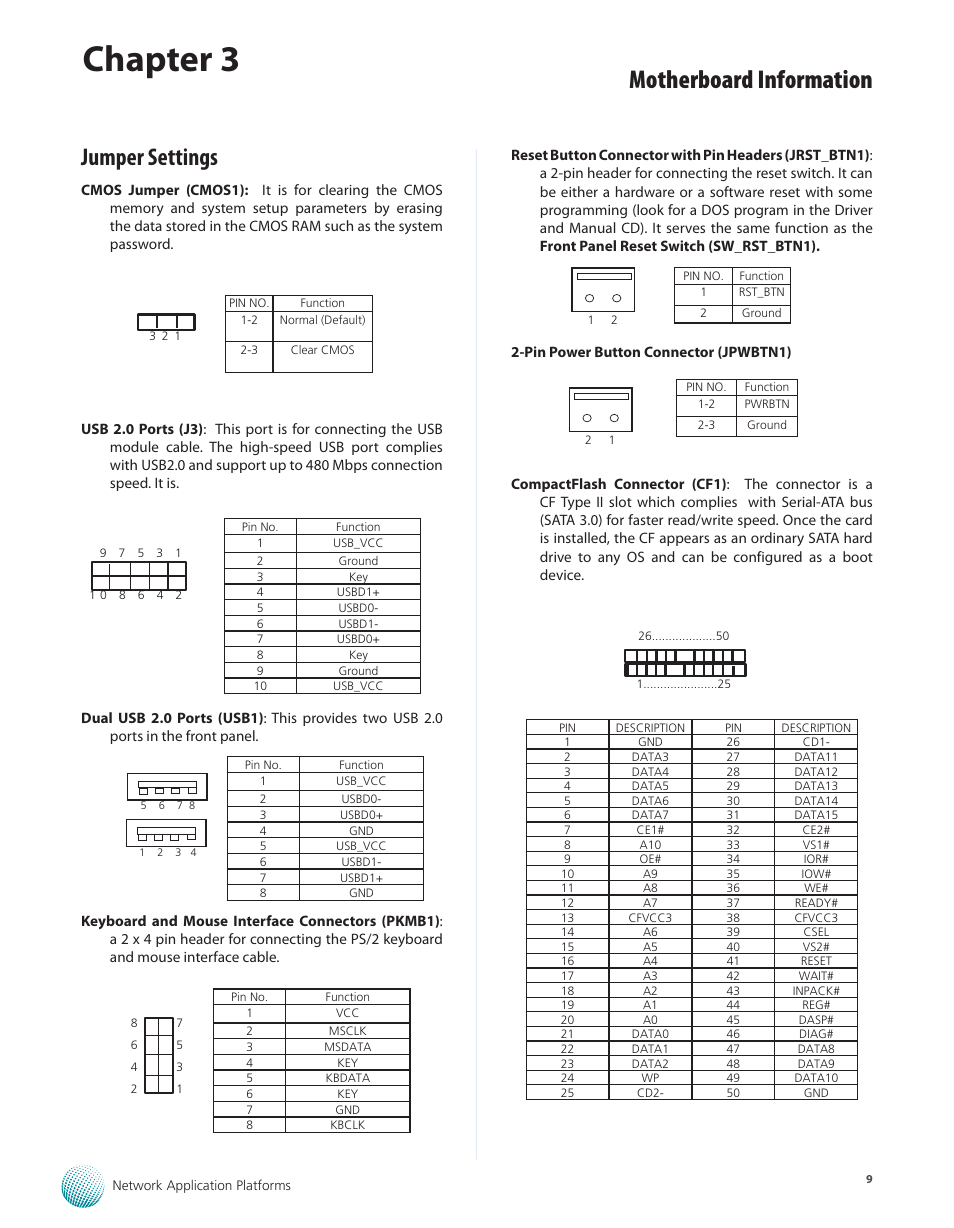 Jumper settings, Chapter 3, Motherboard information | Lanner FW-5330 User Manual | Page 12 / 38