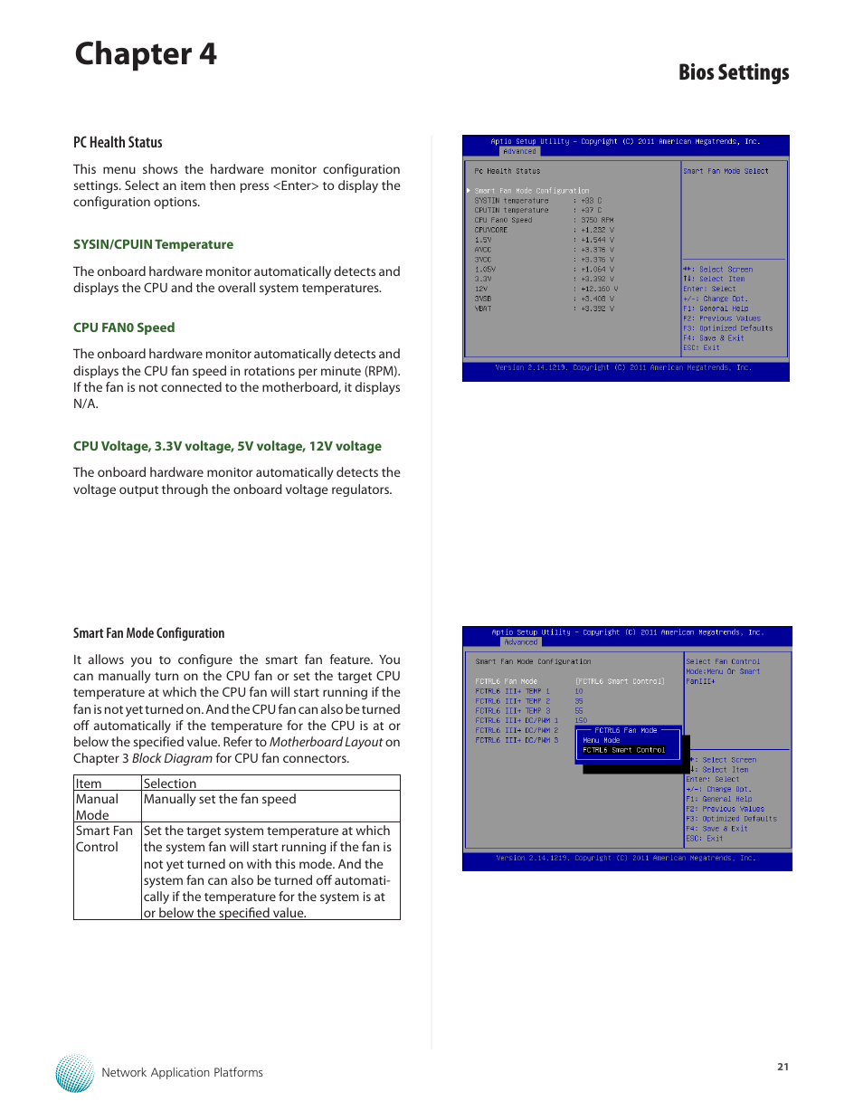Chapter 4, Bios settings | Lanner FW-5330 User Manual | Page 24 / 38