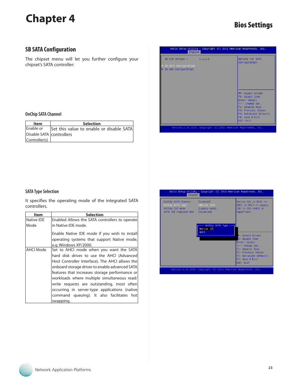 Sb sata configuration, Chapter 4, Bios settings | Lanner FW-5330 User Manual | Page 26 / 38