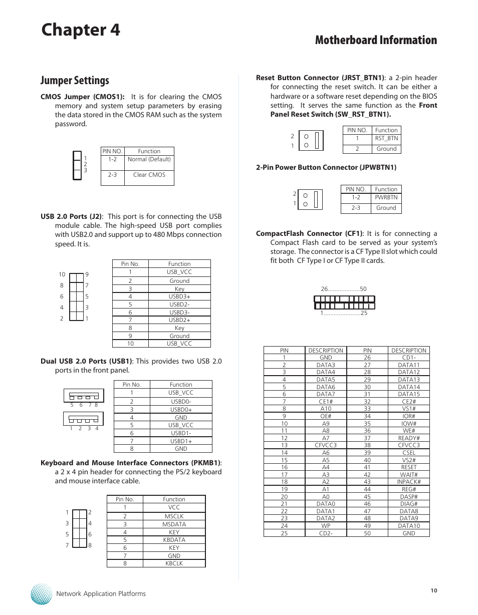 Jumper settings, Chapter 4, Motherboard information | Lanner FW-6436 User Manual | Page 13 / 19