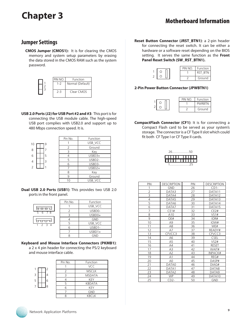 Jumper settings, Chapter 3, Motherboard information | Lanner FW-6486 User Manual | Page 12 / 18