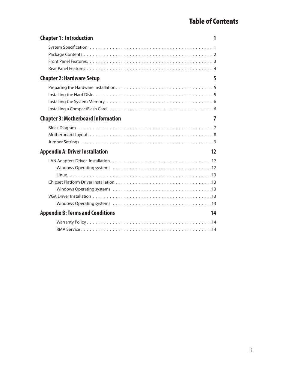 Ttat table of contents beable of contents | Lanner FW-6486 User Manual | Page 3 / 18