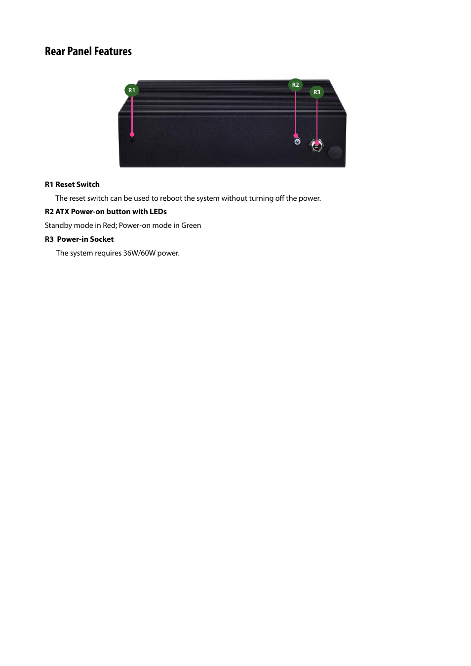 Rear panel features | Lanner FW-7525 User Manual | Page 9 / 41