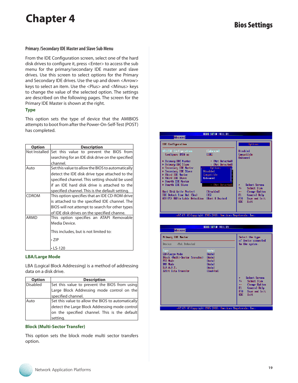 Chapter 4, Bios settings | Lanner FW-7540 User Manual | Page 24 / 47