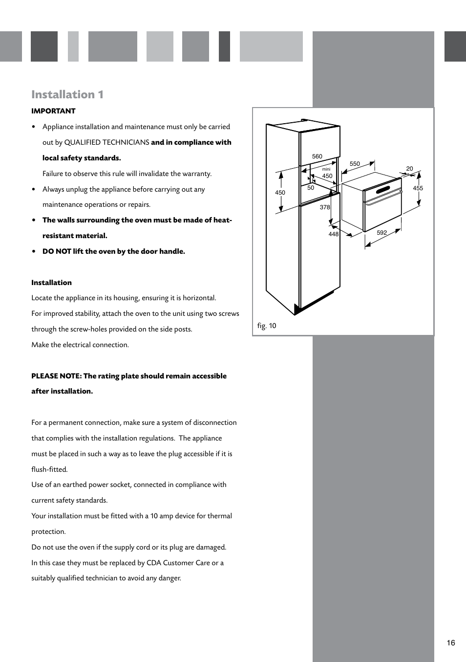 Installation 1 | CDA SV410 User Manual | Page 17 / 20