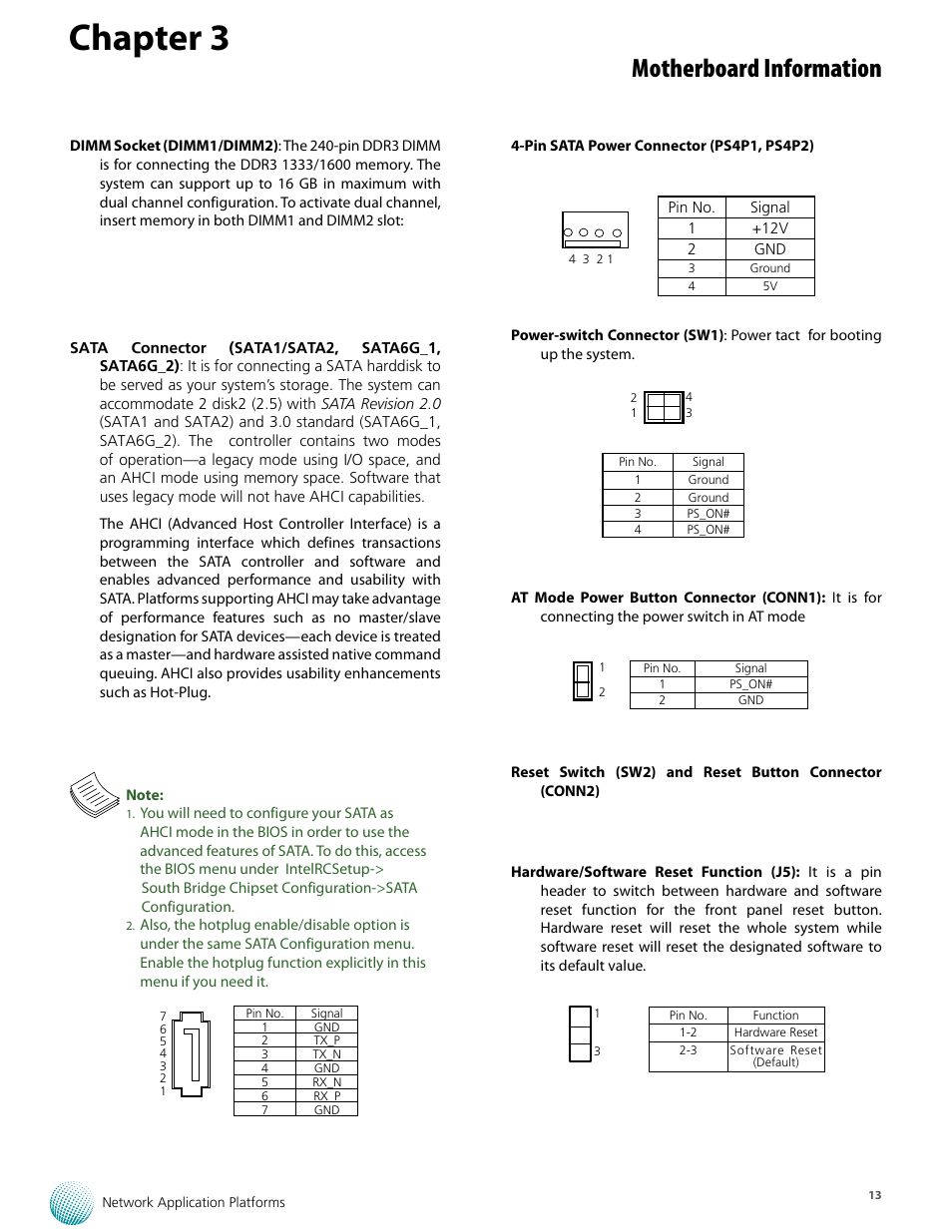 Chapter 3, Motherboard information | Lanner FW-7573 User Manual | Page 18 / 44