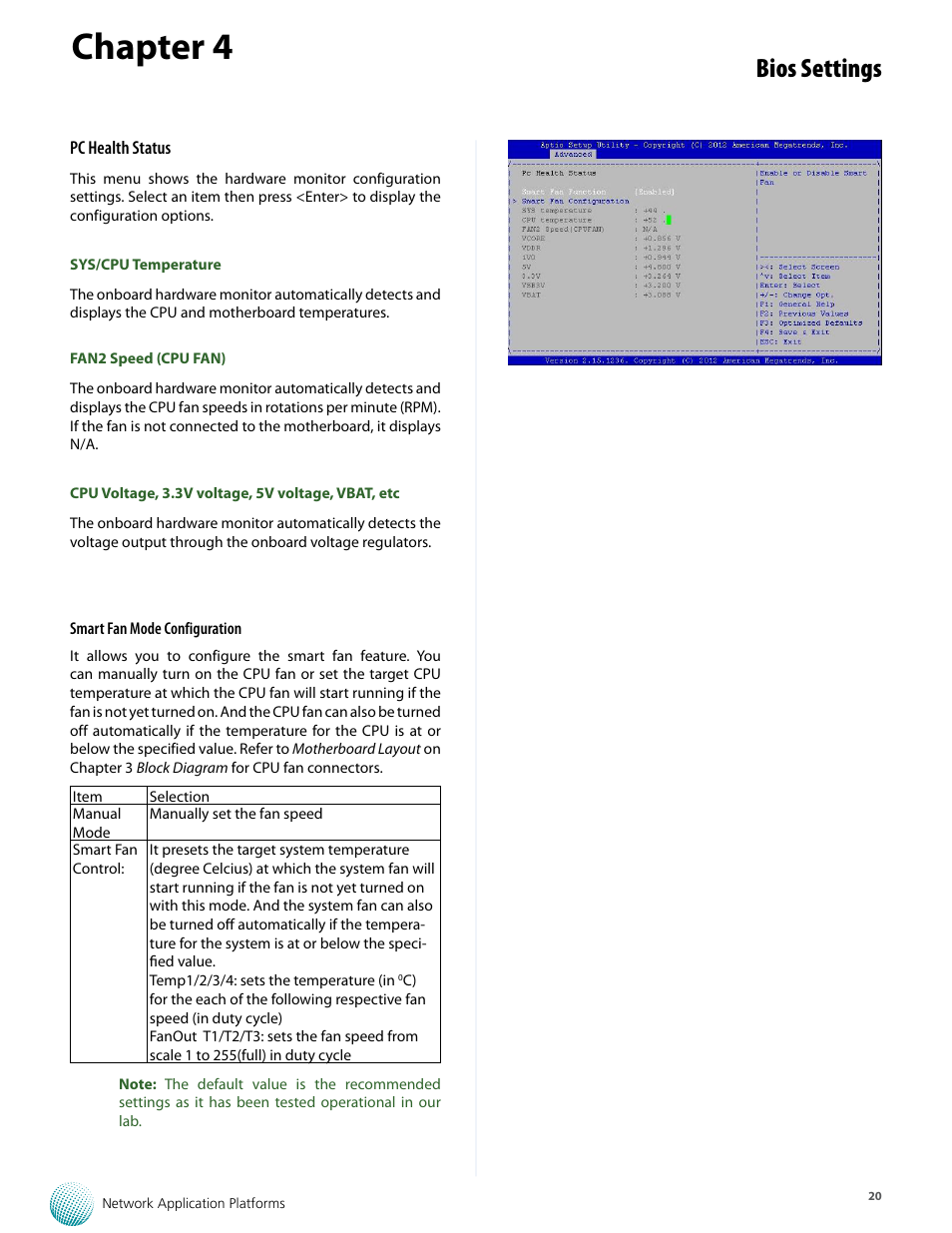 Chapter 4, Bios settings | Lanner FW-7573 User Manual | Page 25 / 44