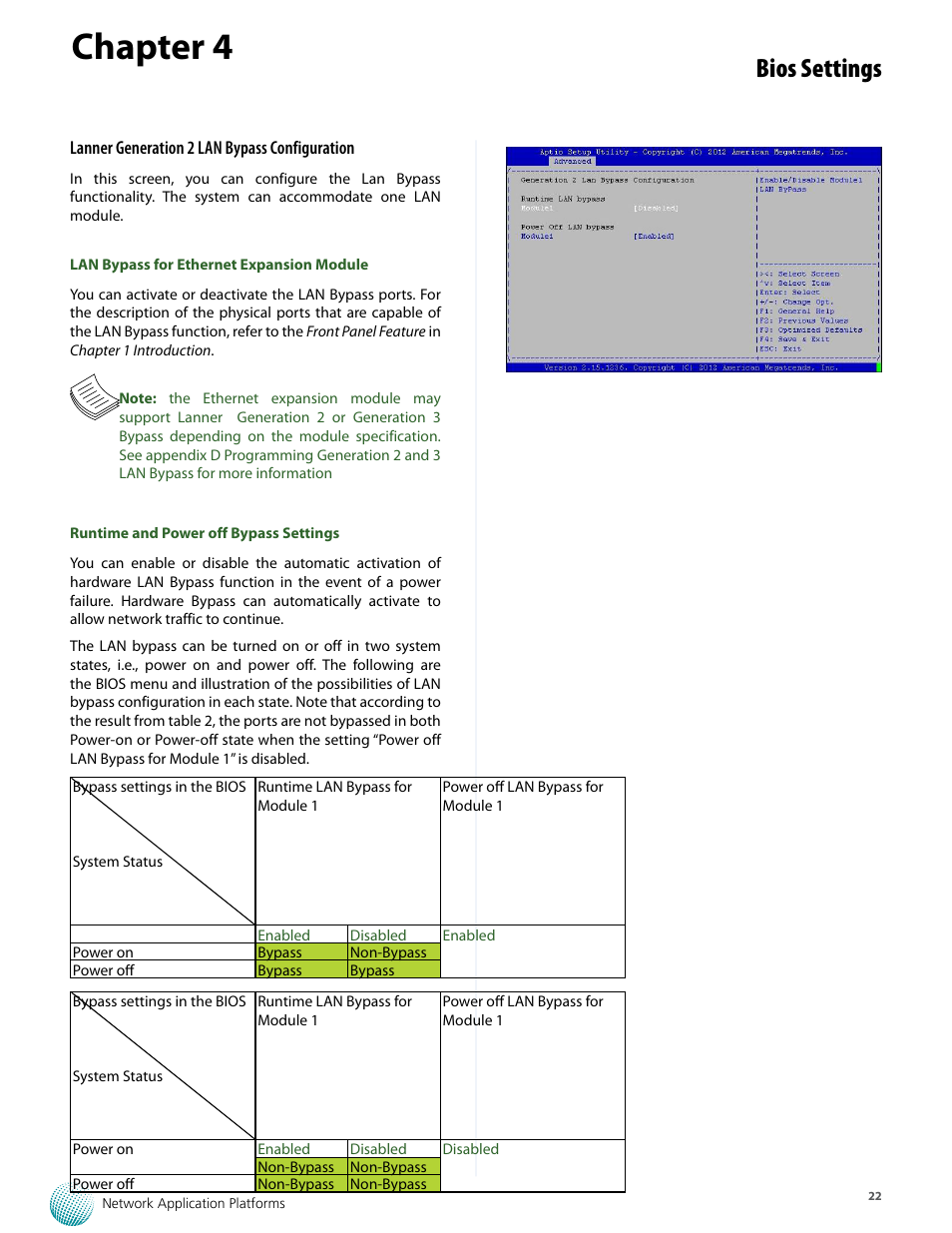 Chapter 4, Bios settings | Lanner FW-7573 User Manual | Page 27 / 44