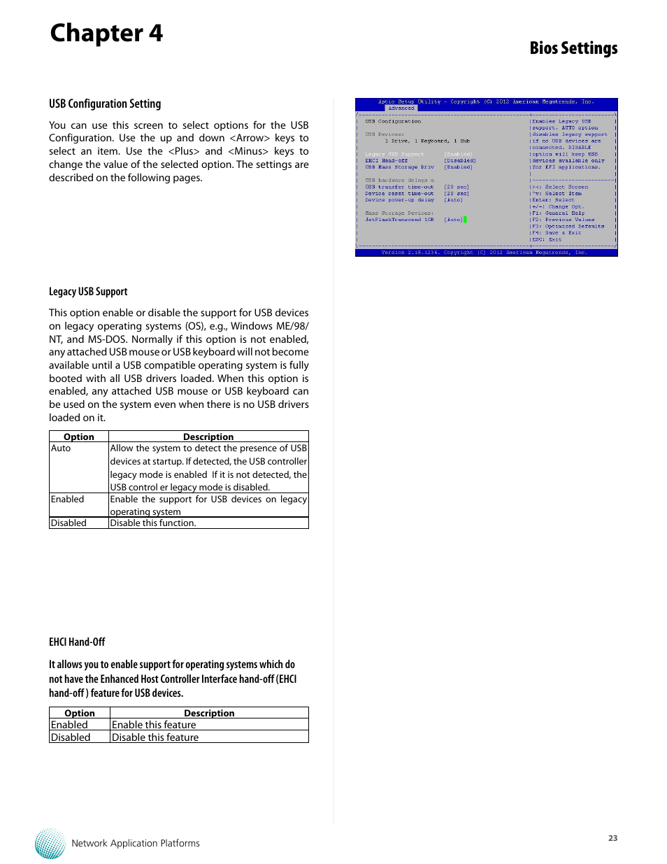 Chapter 4, Bios settings | Lanner FW-7573 User Manual | Page 28 / 44