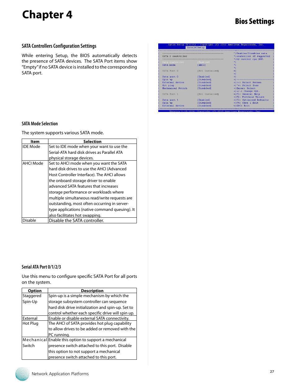 Chapter 4, Bios settings | Lanner FW-7573 User Manual | Page 32 / 44