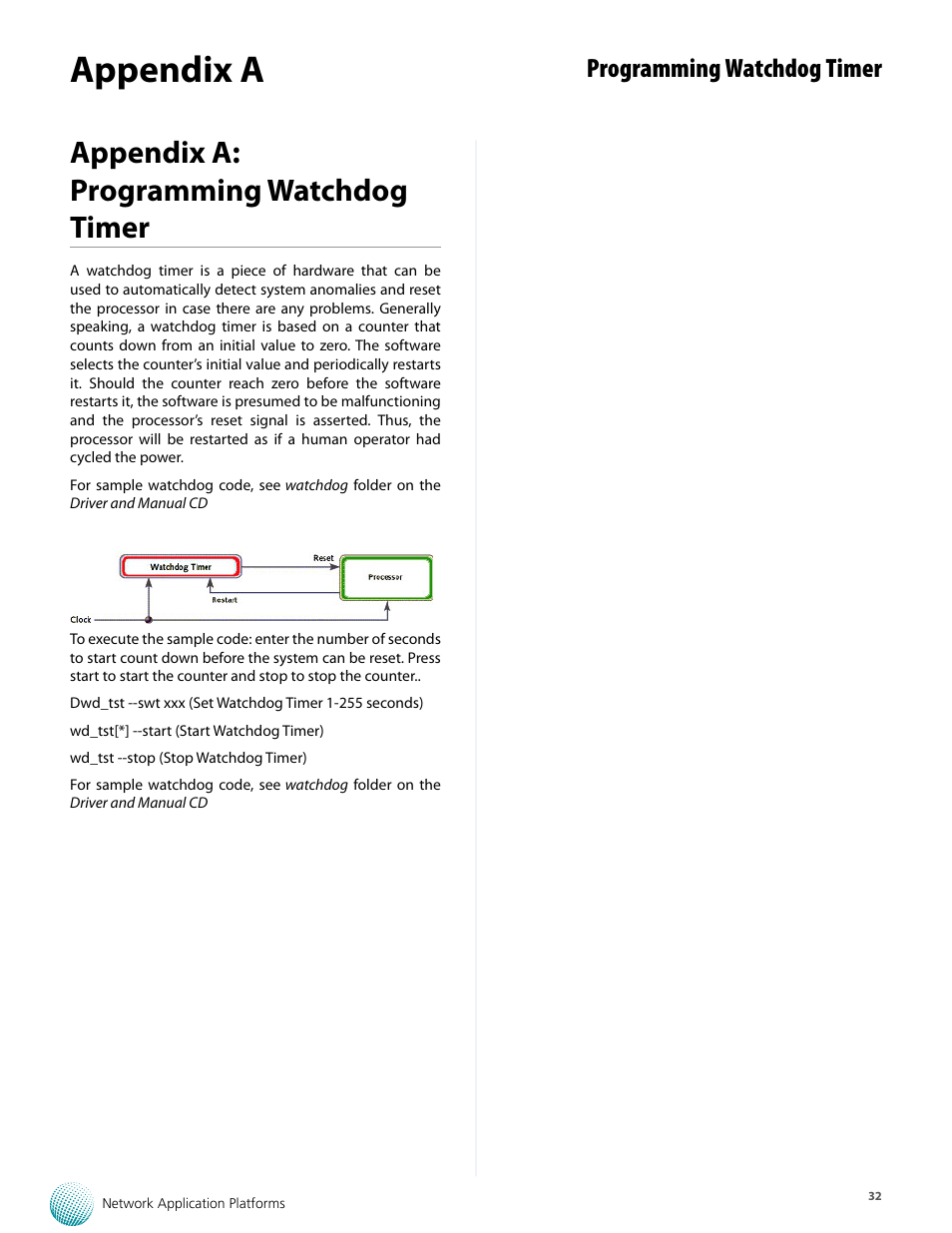 Appendix a, Appendix a: programming watchdog timer, Programming watchdog timer | Lanner FW-7573 User Manual | Page 37 / 44