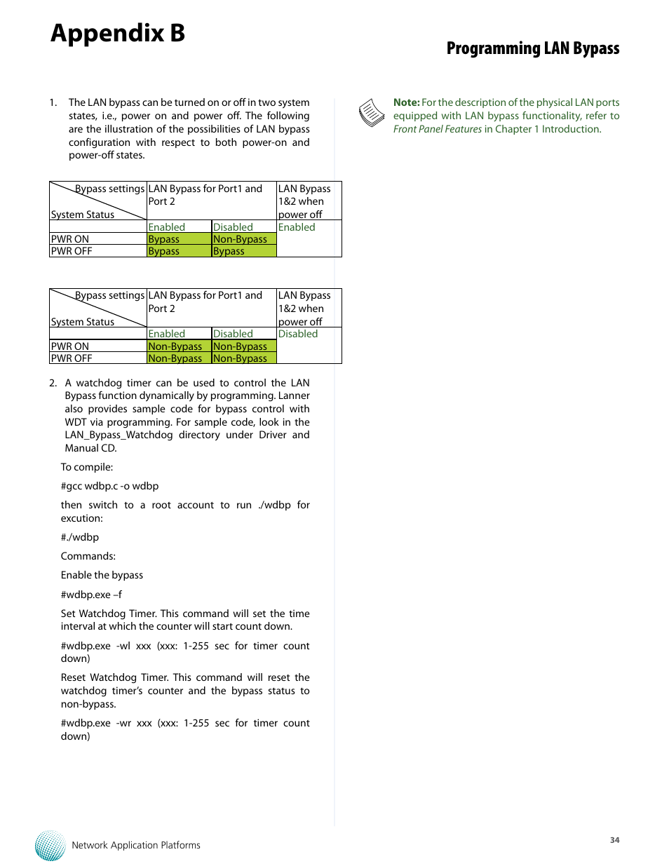 Appendix b, Programming lan bypass | Lanner FW-7573 User Manual | Page 39 / 44