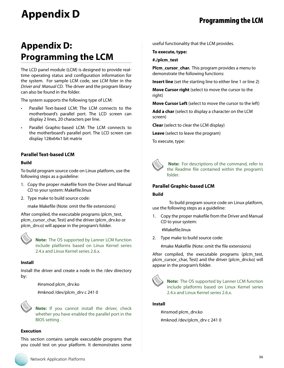 Appendix d, Appendix d: programming the lcm, Programming the lcm | Lanner FW-7573 User Manual | Page 41 / 44